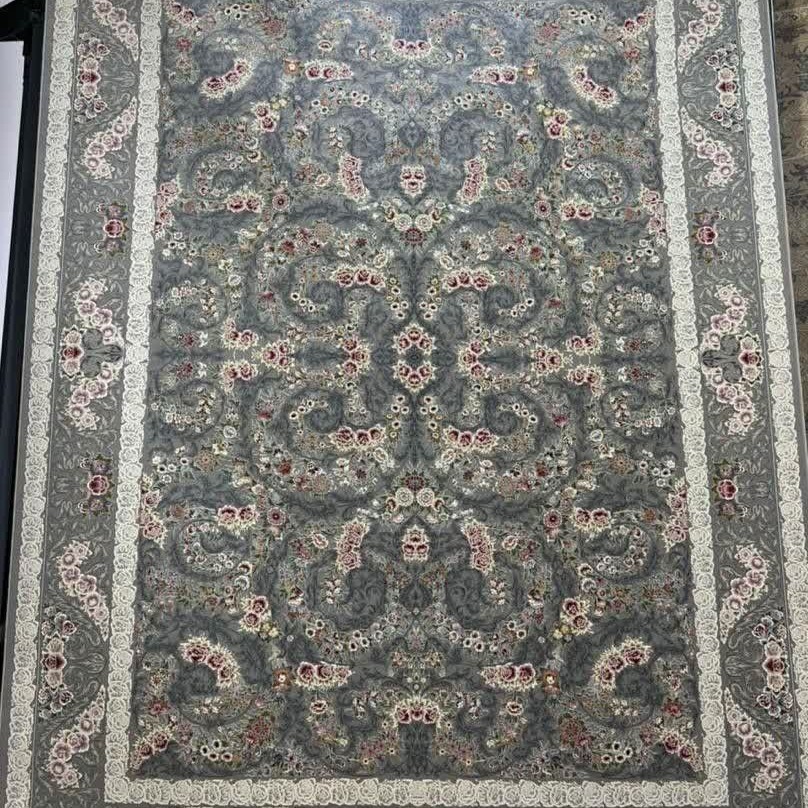 فرش 12متری خوشه دودی 1200شانه 3600تراکم گل برجسته نخ اکلریک با ضمانت