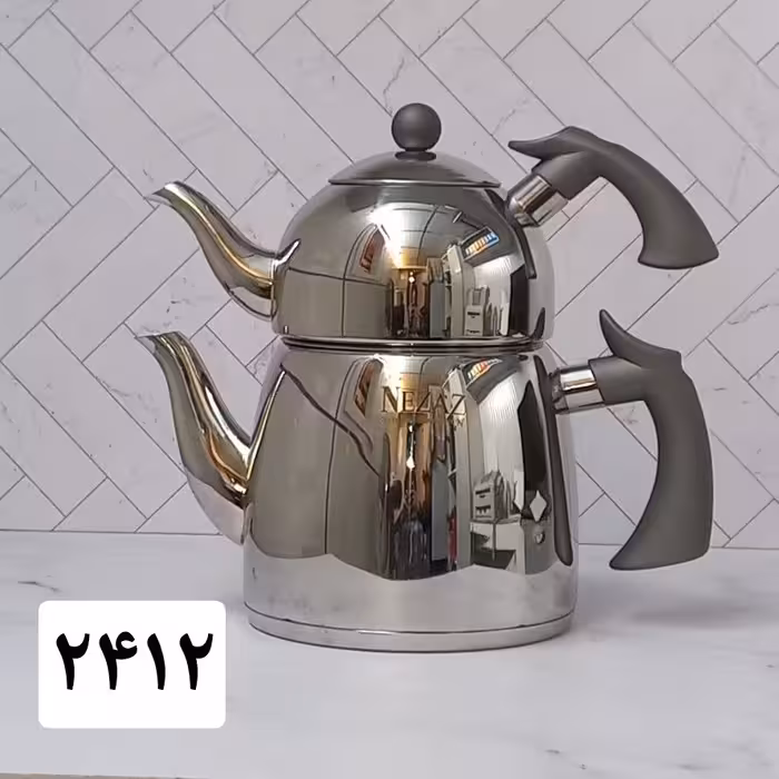 کتری لوله دار استیل گنجایش 3 لیتر کف چدن 