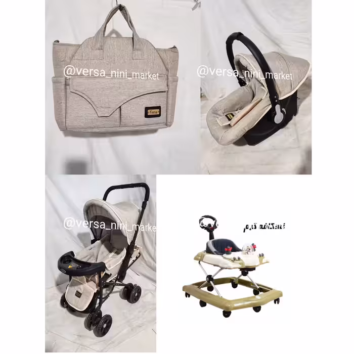 سرویس کالسکه ورسا 4تکه قابل استفاده تا 4 سال در 2 رنگ کرم و طوسی 