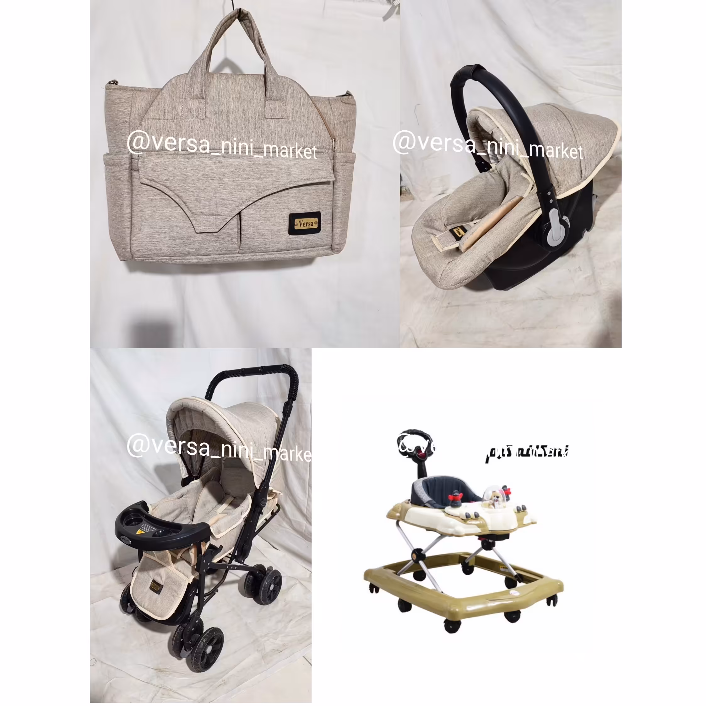 سرویس کالسکه ورسا 4تکه قابل استفاده تا 4 سال در 2 رنگ کرم و طوسی 