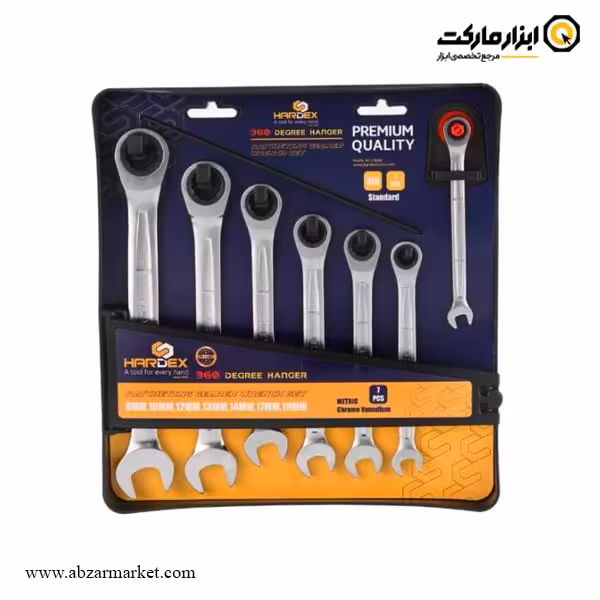 ست آچار یکسر تخت یکسر رینگ جغجغه هاردکس 7 عددی