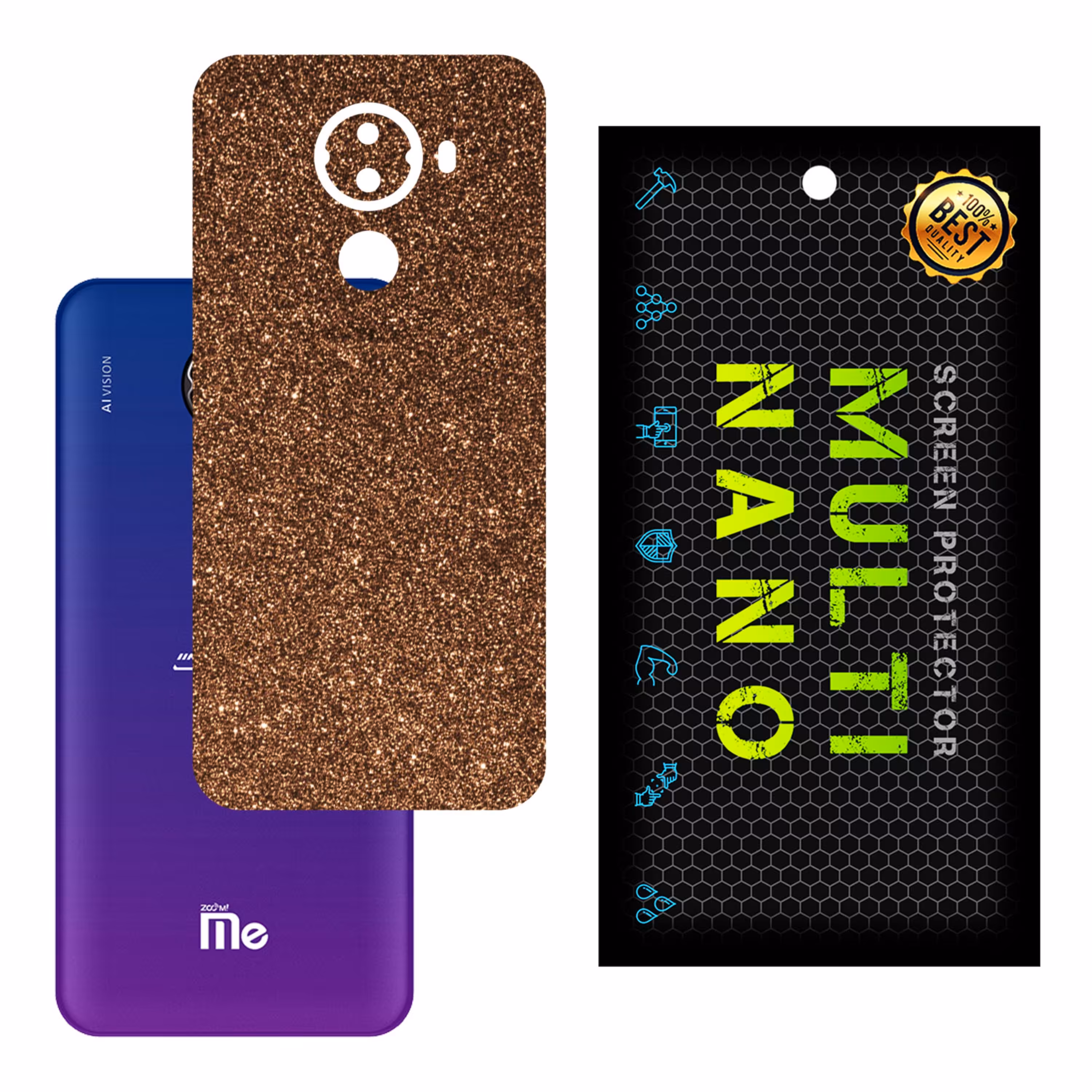 برچسب پوششی MultiNano مدل X-G1F-Bronze برای پشت موبایل جی ال ایکس Zoom Me M1