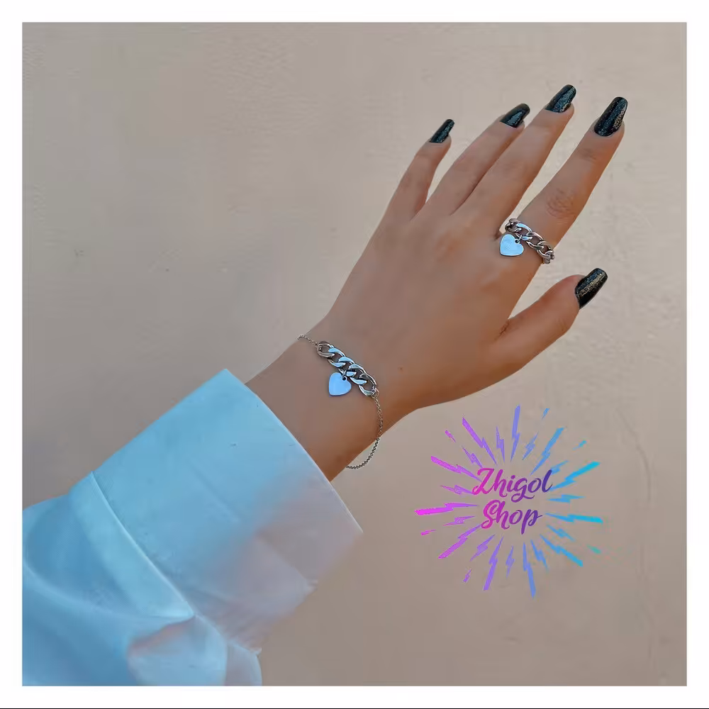 ست دستبندانگشتر کارتیر با آویز قلبی