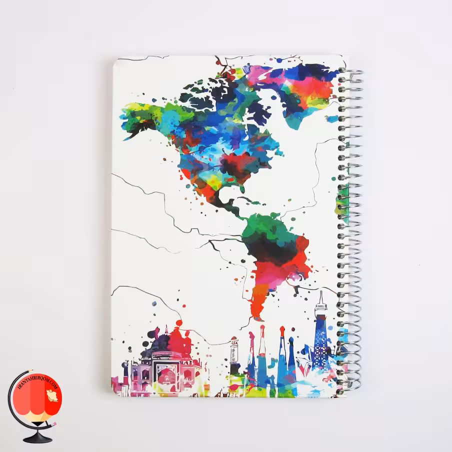 دفتر 100 برگ سیمی طرح دنیا جلد سخت سویل