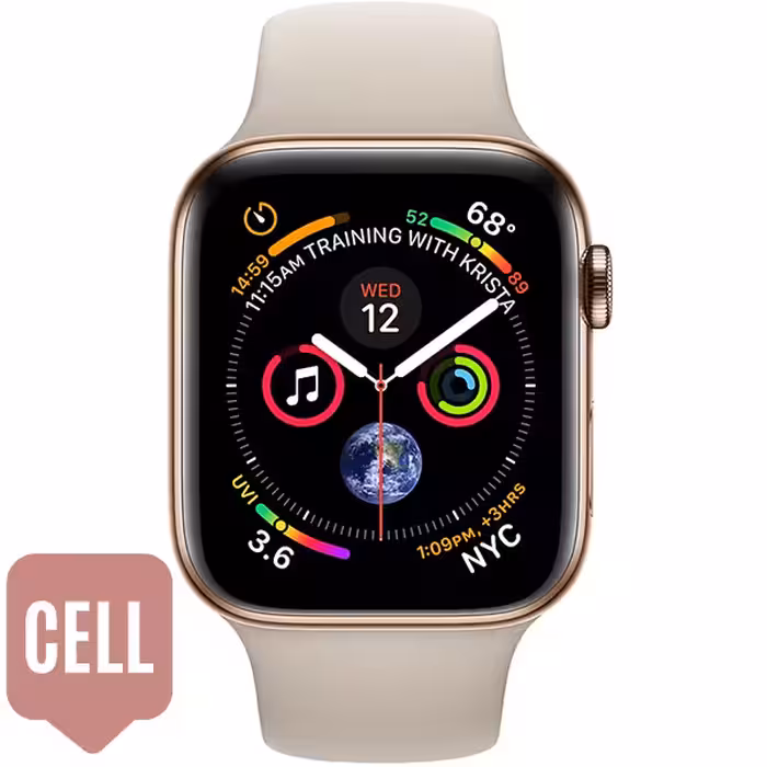 سری 4 استیل زنانه 40 میلیمتری مدل Gold Stainless Steel Case with Stone Sport Band سلولار - Hiapple.ir