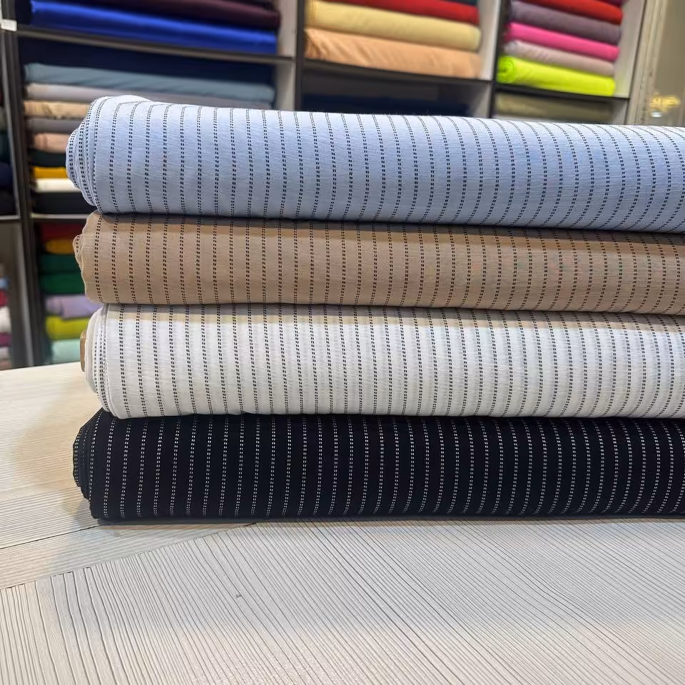 پارچه لینن راه راه کوک دوزی 