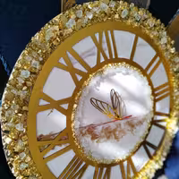 ساعت رزینی طرح مرمر قطر 40 سانت کار شده با طرح ژئود