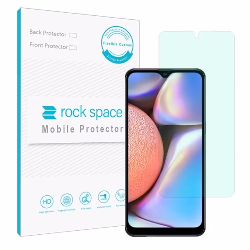 گلس سامسونگ A10s مدل نانو هیدروژل گرین لایت برند راک اسپیس