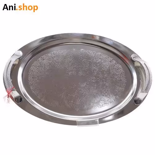 سینی بیضی استیل دسته دار کد 67