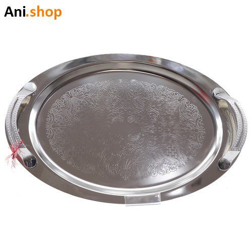 سینی بیضی استیل دسته دار کد 67