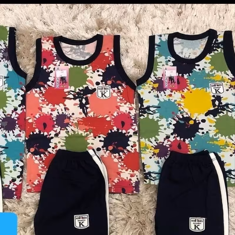 تیشرت وشلوارک آبرنگی پسرانه