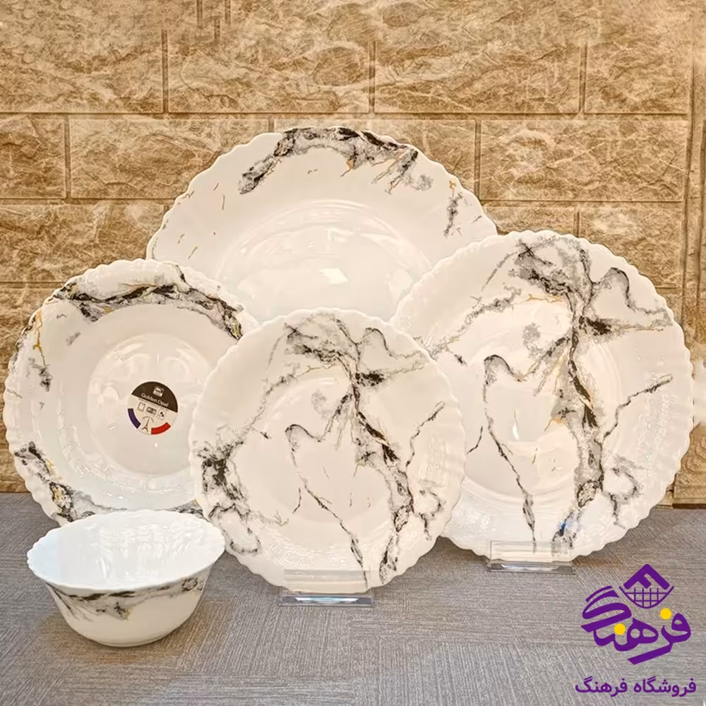 سرویس گلدن اپال 25پارچه مدل کنگره طرح ماربل