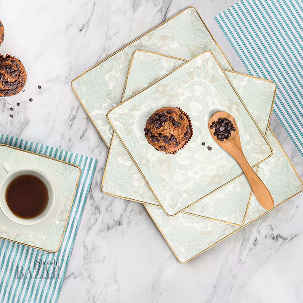 سرویس 30 پارچه چینی پردیس طرح کیانا فیروزه ای 6 نفره