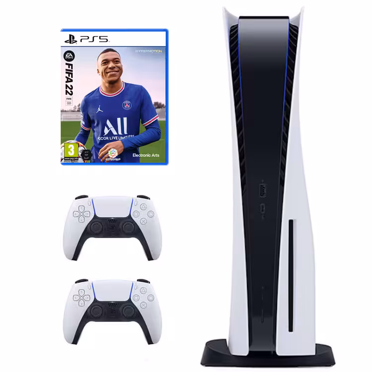 خرید پلی استیشن 5 دیسک خور   یک کنترلر اضافه   بازی FIFA 22
