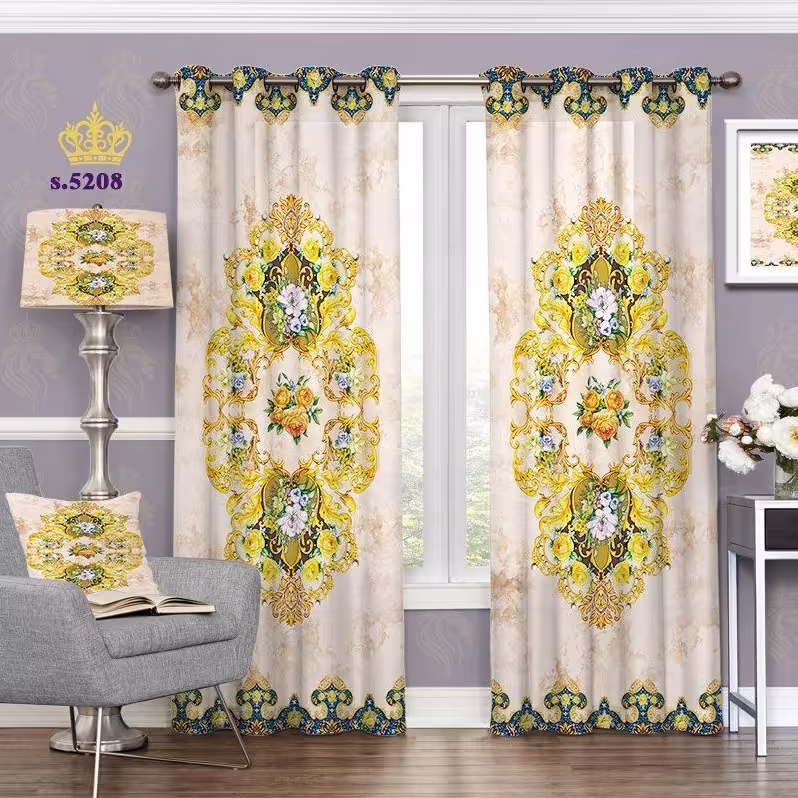 پرده پذیرایی دو قواره طرح اسلیمی کد S5208