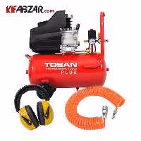 کمپرسور باد 24 لیتری توسن+شلنگ فنری 15 متری مهدوی+گوشی صدا گیر فوم دار