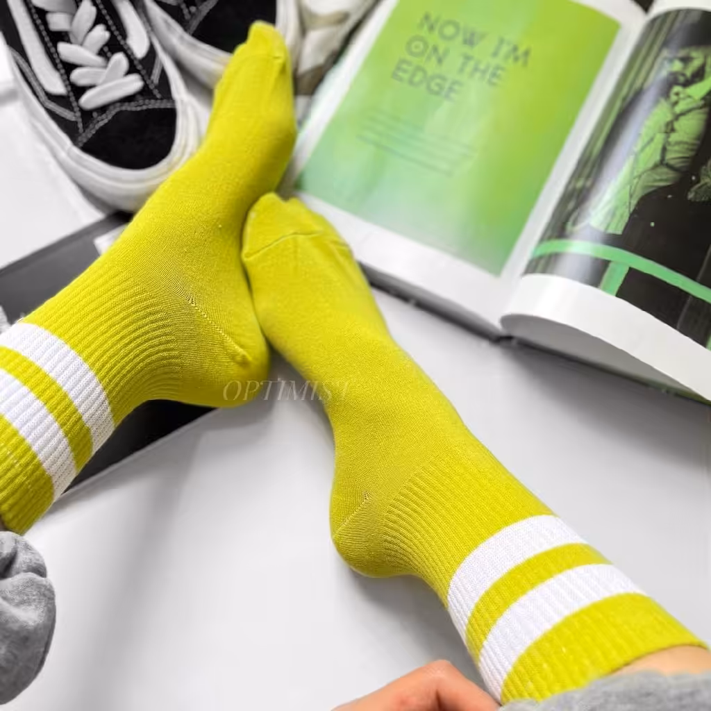 جوراب آپتمیست سبز مغز پسته ای دو خط 