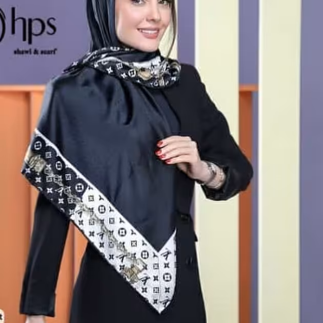 روسری قوار بزرگ  دو رنگ مشکی و سرمه ای 