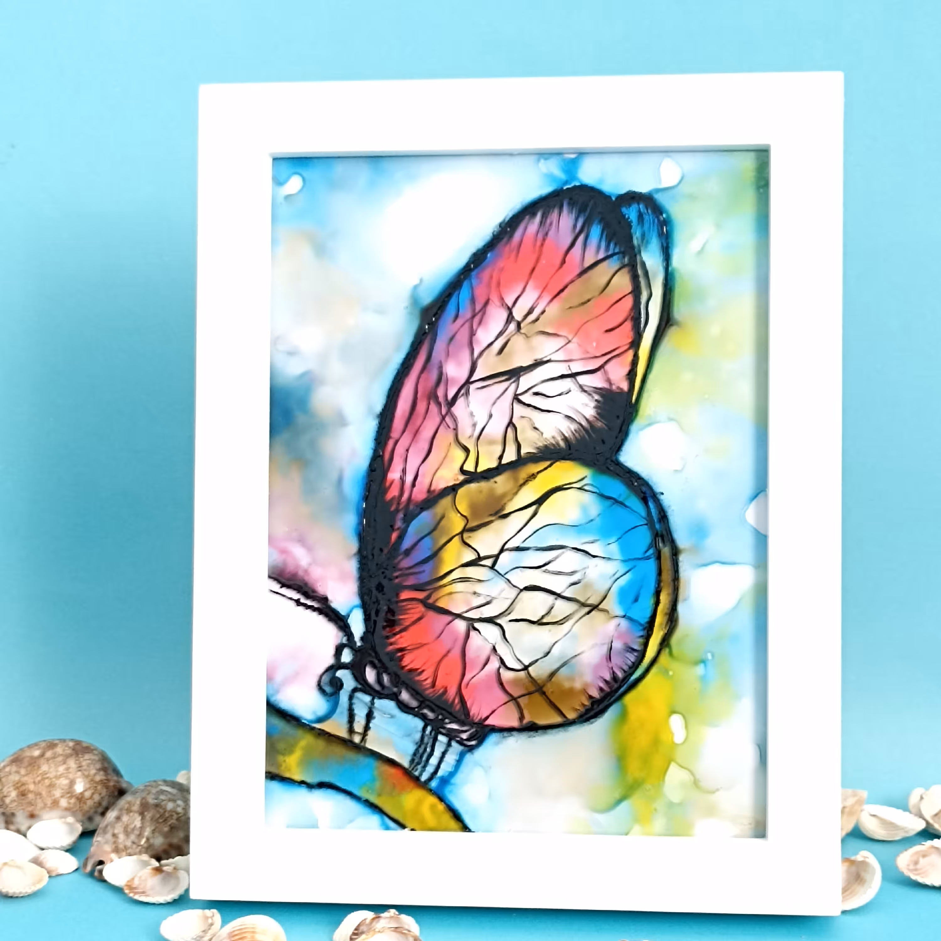 تابلو پروانه کارویترای ابرنگی ابعاد16در20  قابل سفارش درهرمدل و سایز و رنگی