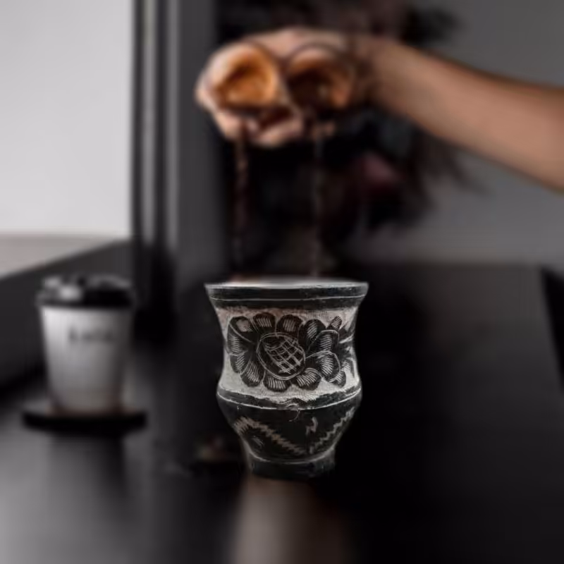 فنجان قهوه خوری سنگی قلم کاری شده پک 2 عددی سوغات مشهد مقدس 