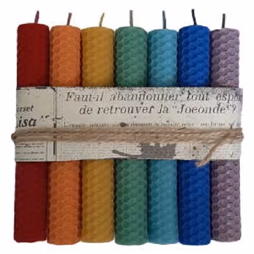 شمع بیزوکس دست ساز  مدل موم عسل مجموعه 7 عددی