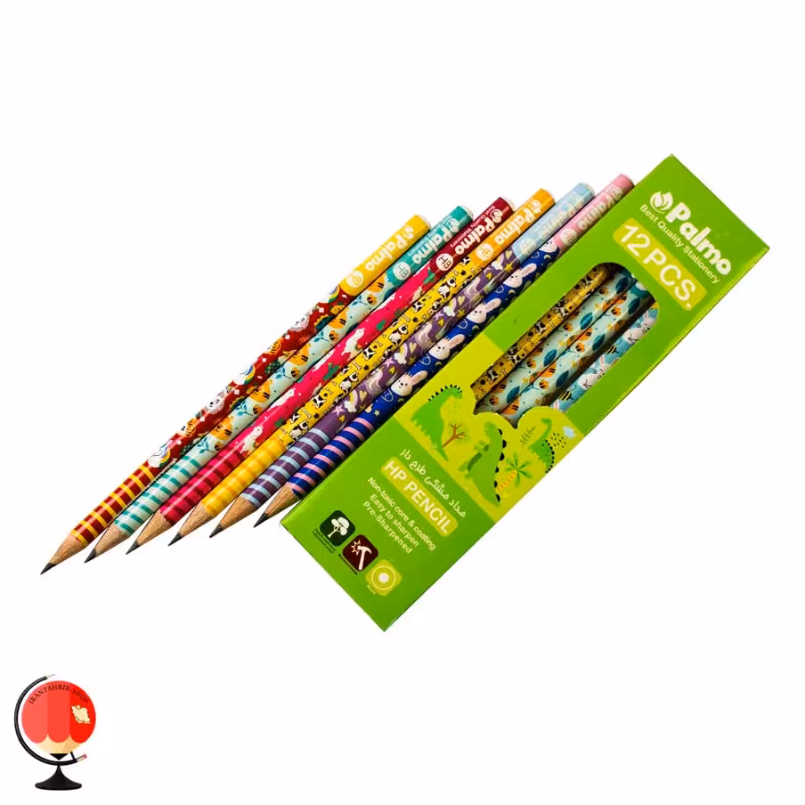 مداد مشکی فانتزی پالمو طرح دار بسته 12 عددی