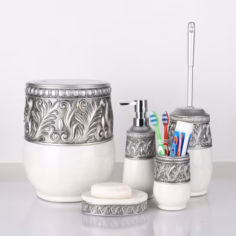 ست سرویس بهداشتی الماس سفید نقره ای آذین ست - خاص - کیفیت درجه یک - ارسال رایگان