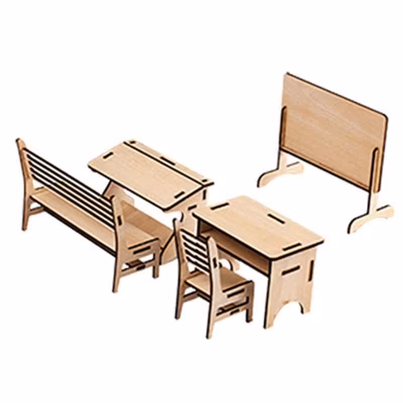 پازل چوبی سه بعدی طرح نیمکت مدرسه ارغنون آساناپخش 