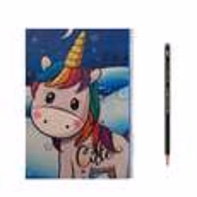 دفتر 100 برگ مشق مدل یونیکورن به همراه مداد بسته 2 عددی 