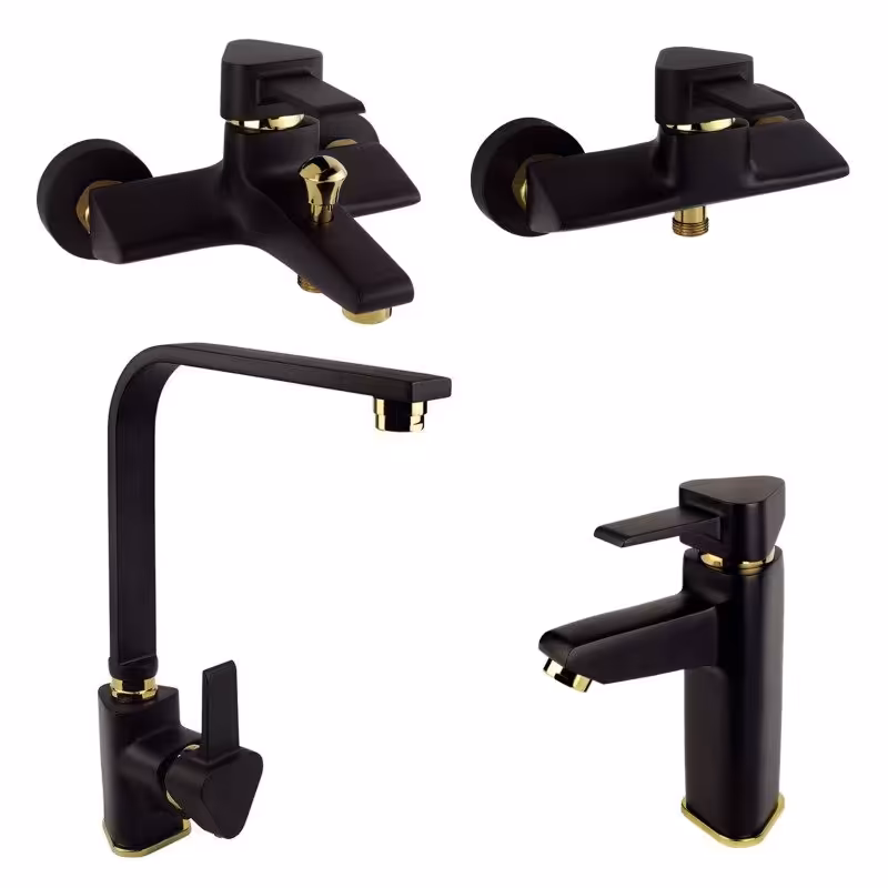 ست شیرالات مدل برمودا فلت مشکی طلا