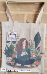 خرید کتاب کیف پارچه ای 3 طرفه کاست 3127 طرح دختر مو قهوه ای | ایده بوک