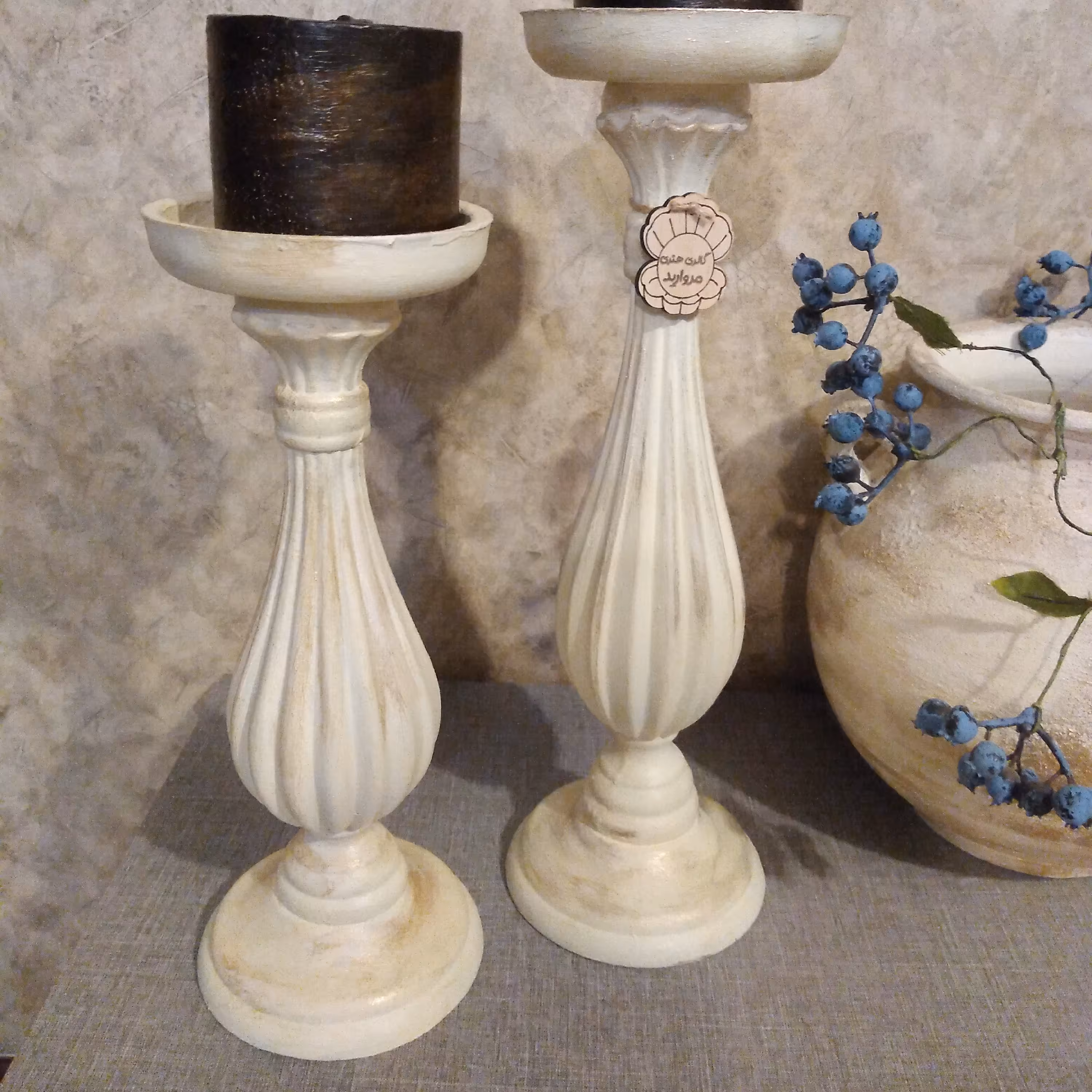 شمعدان پلی استر ست دوتایی 