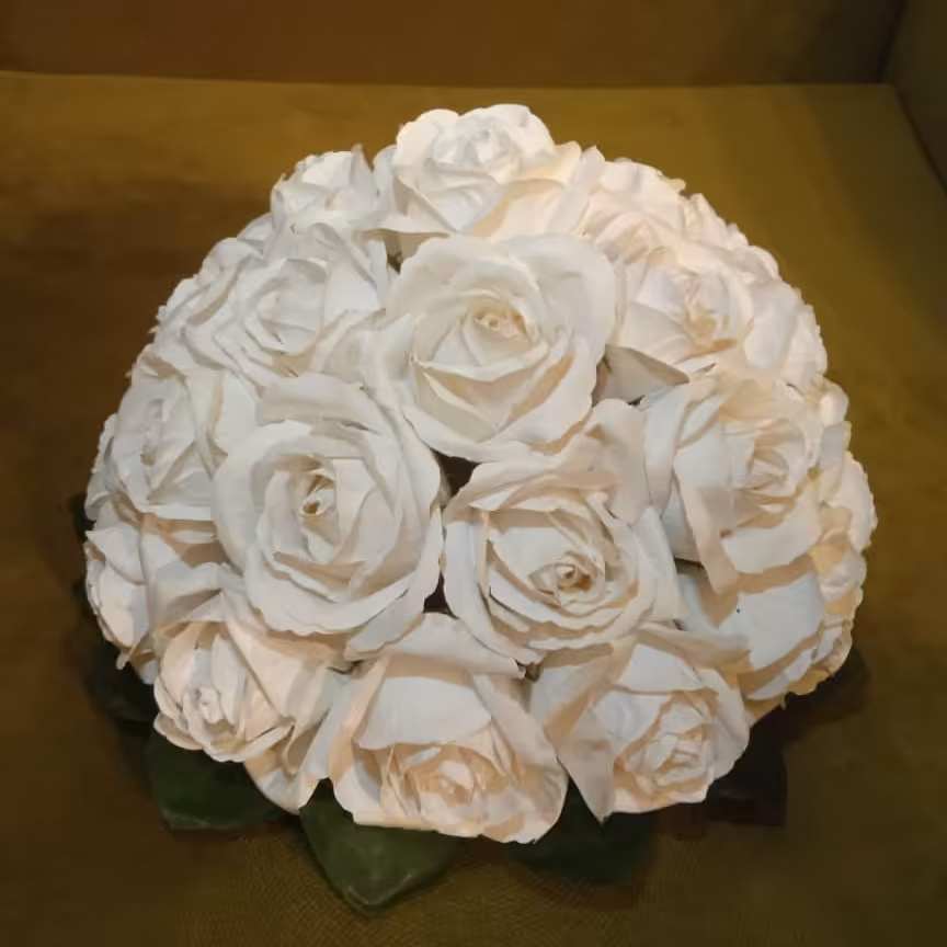 گل رز مصنوعی هلندی سفید                 مدل رومیزی