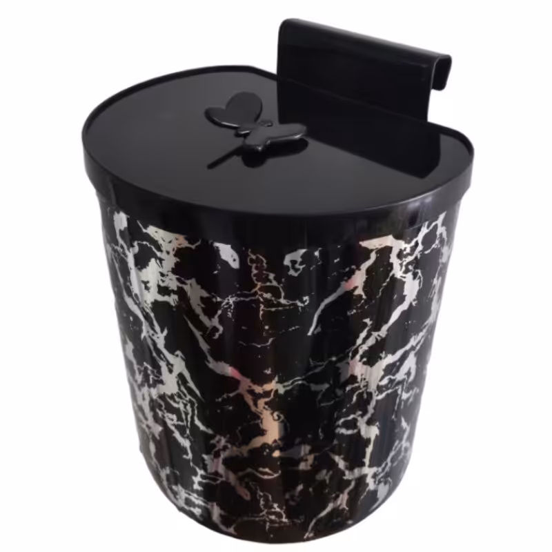 سطل زباله کابینتی مدل سنگی  با رگه طلایی