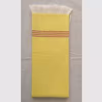 حوله دستباف دست و صورت ساده زرد با حاشیه های قرمز