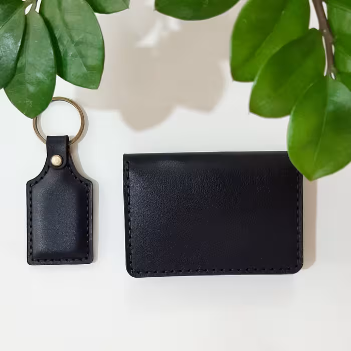 ست کیف کارت و جاسوییچی چرم طبیعی 