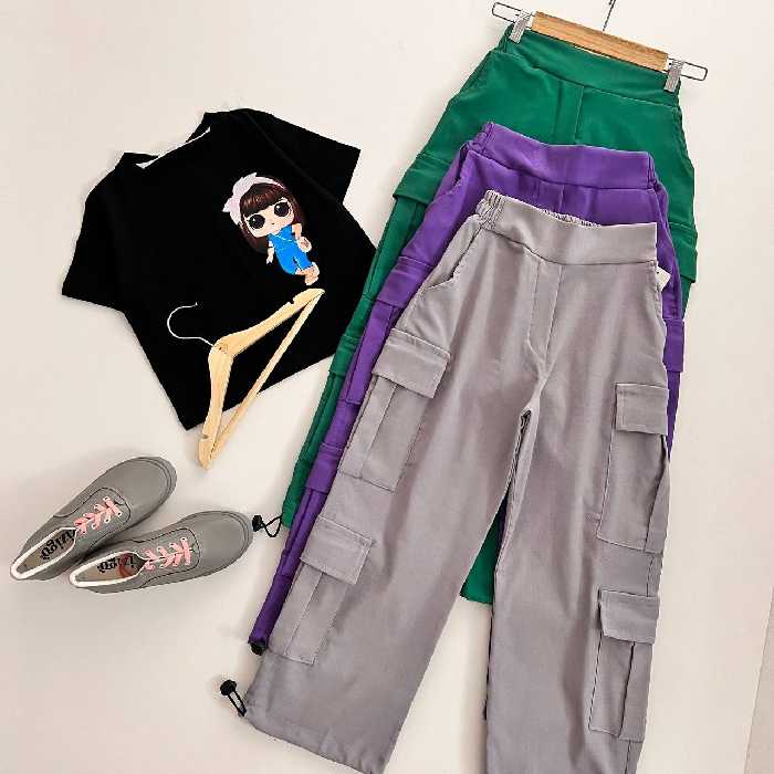 شلوار کارگو اسپورت جنس کتان گرم بالا رنگبندی متنوع و جذاب کشسانی دارد مناسب حدود سنی 9 تا نوجوان 