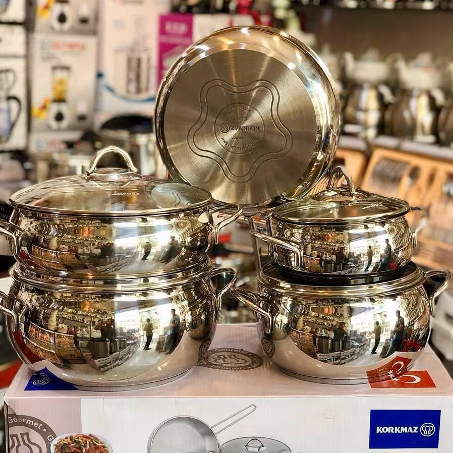 سرویس قابلمه استیل9 پارچه کرکماز .طرح تامبیک 