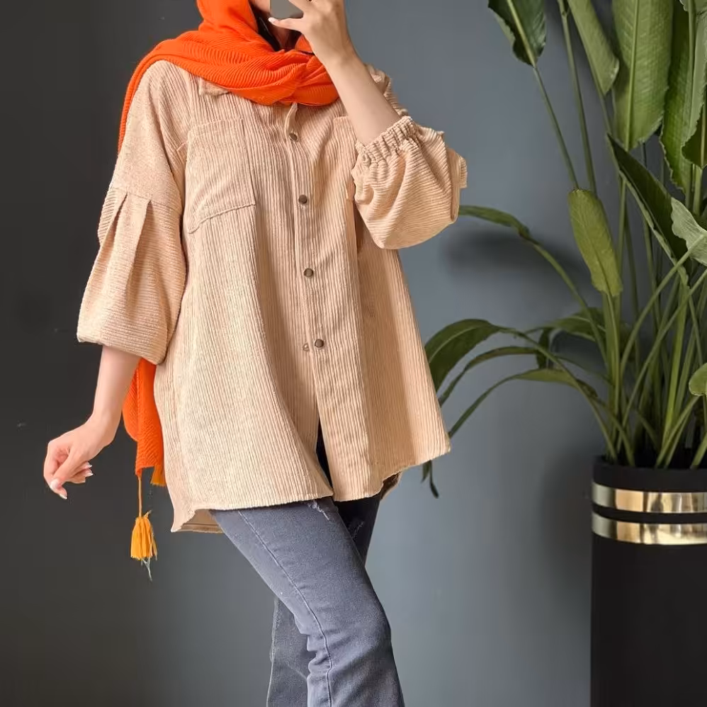 مخمل کبریتی ریز آستین چین