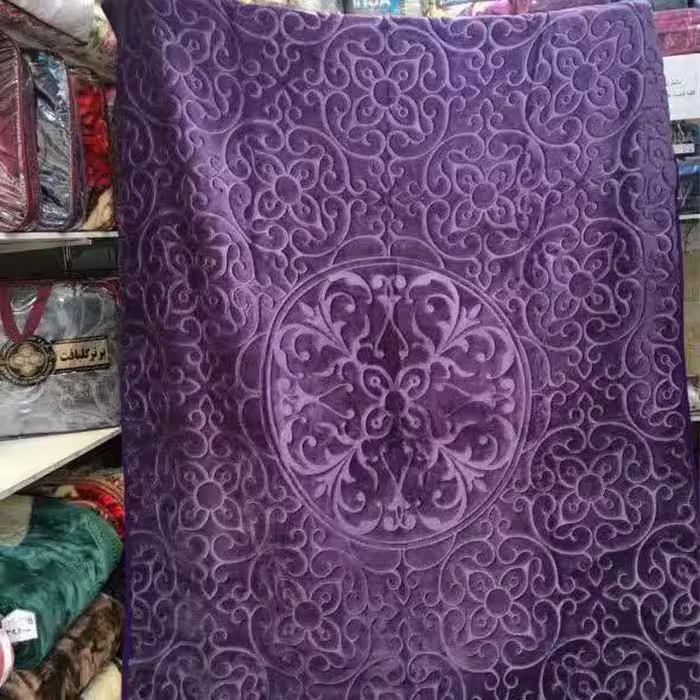 پتو یک نفره گلبافت  گل برجسته برتر بنفش