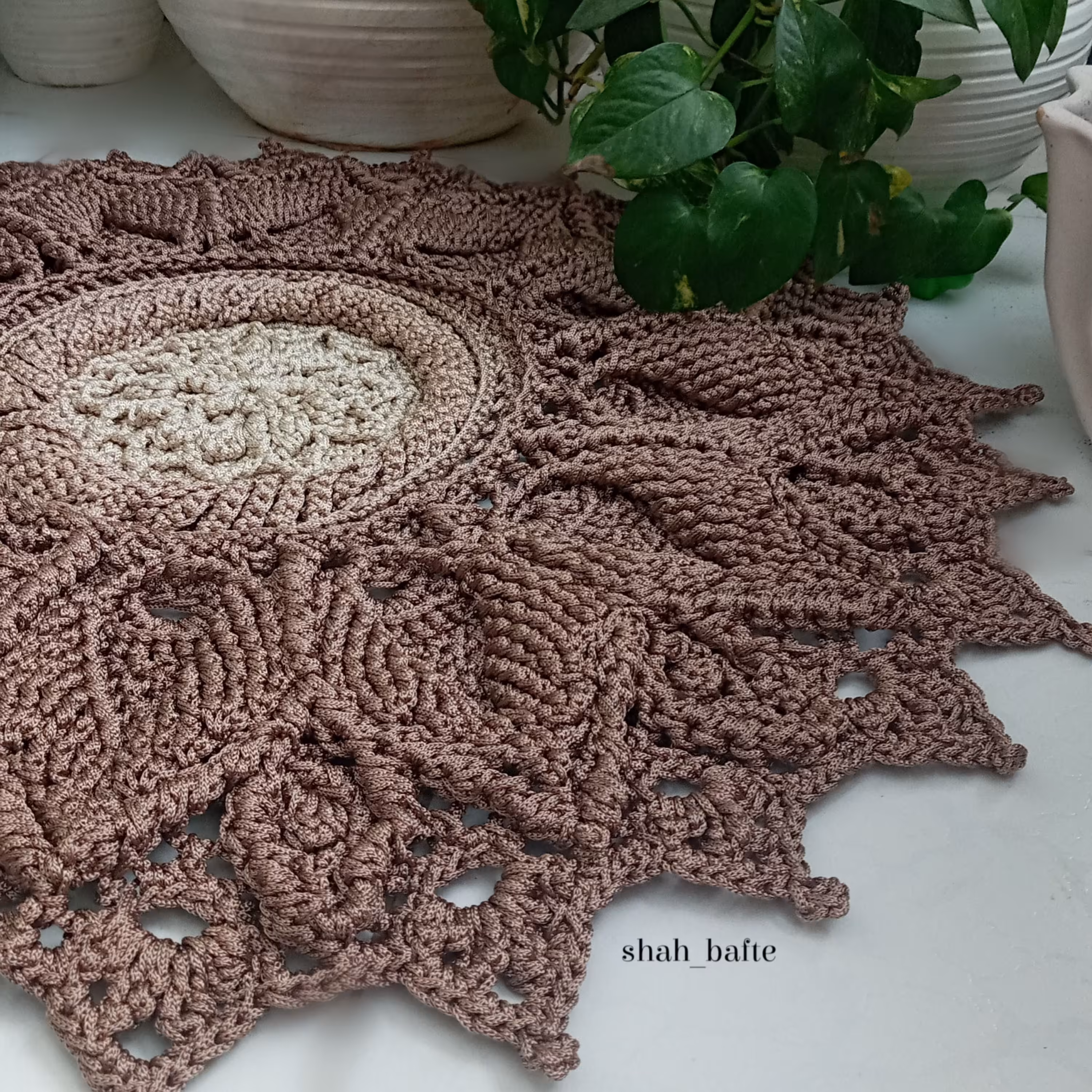 فرشینه ماندالا اولیتا (جنس مکرومه سوزنی)قابل اجرا در رنگ دلخواه شما