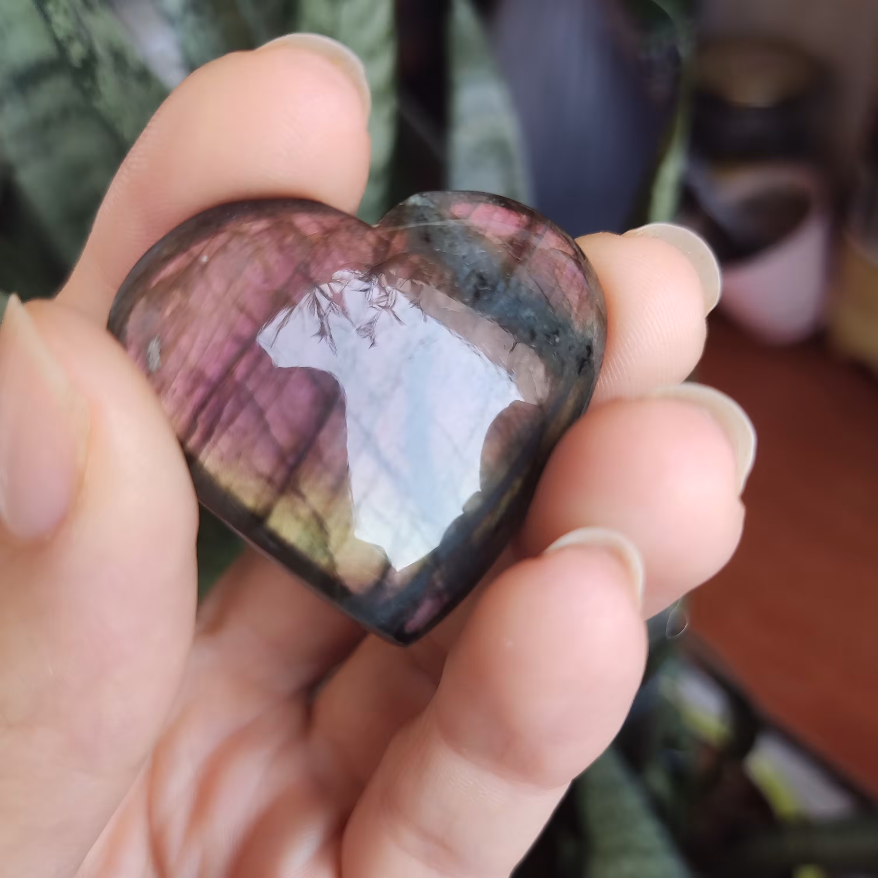 نگین لابرادوریت قلبی هلویی 