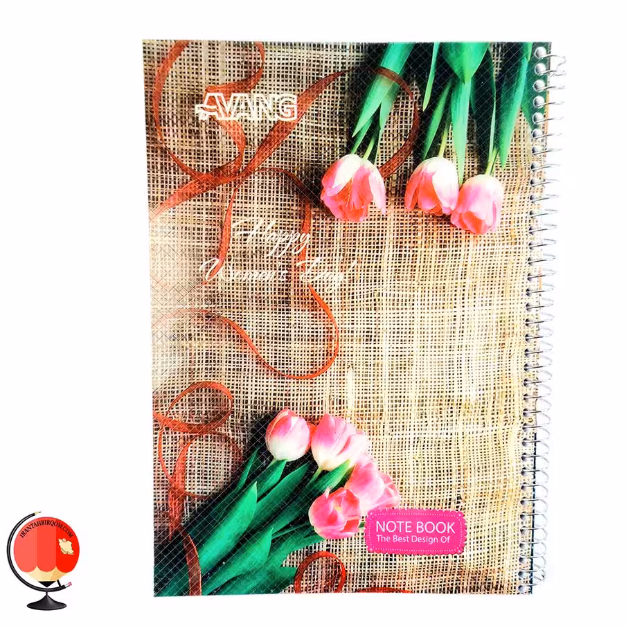 دفتر زبان سیمی دو خط 100 برگ برند آونگ طرح لاله