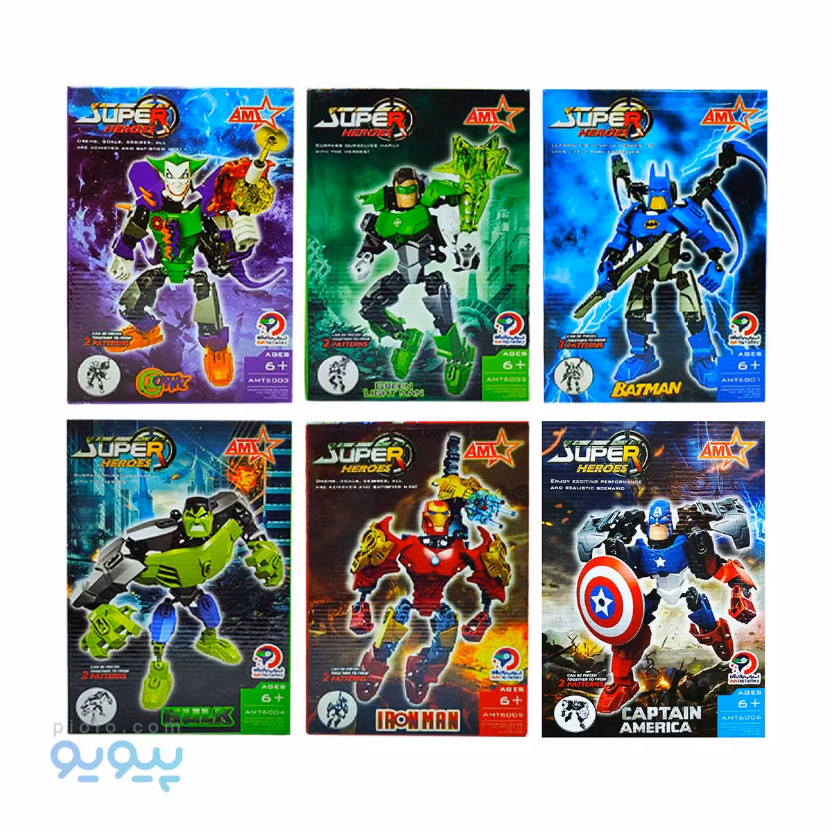 لگو ساختنی 6 عددی شخصیت super heroes آیتم AMT 6001-6006 تک و عمده