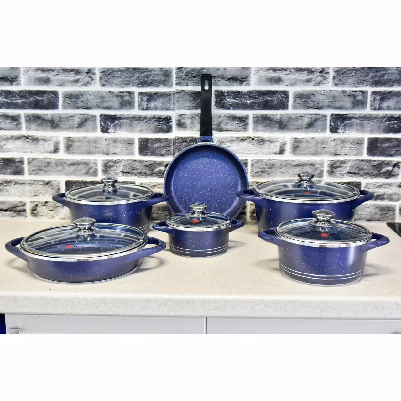 سرویس قابلمه 13 پارچه طرح ایتالیا B ( ام جی اس MGS ) سرمه ایی کفه رینگی