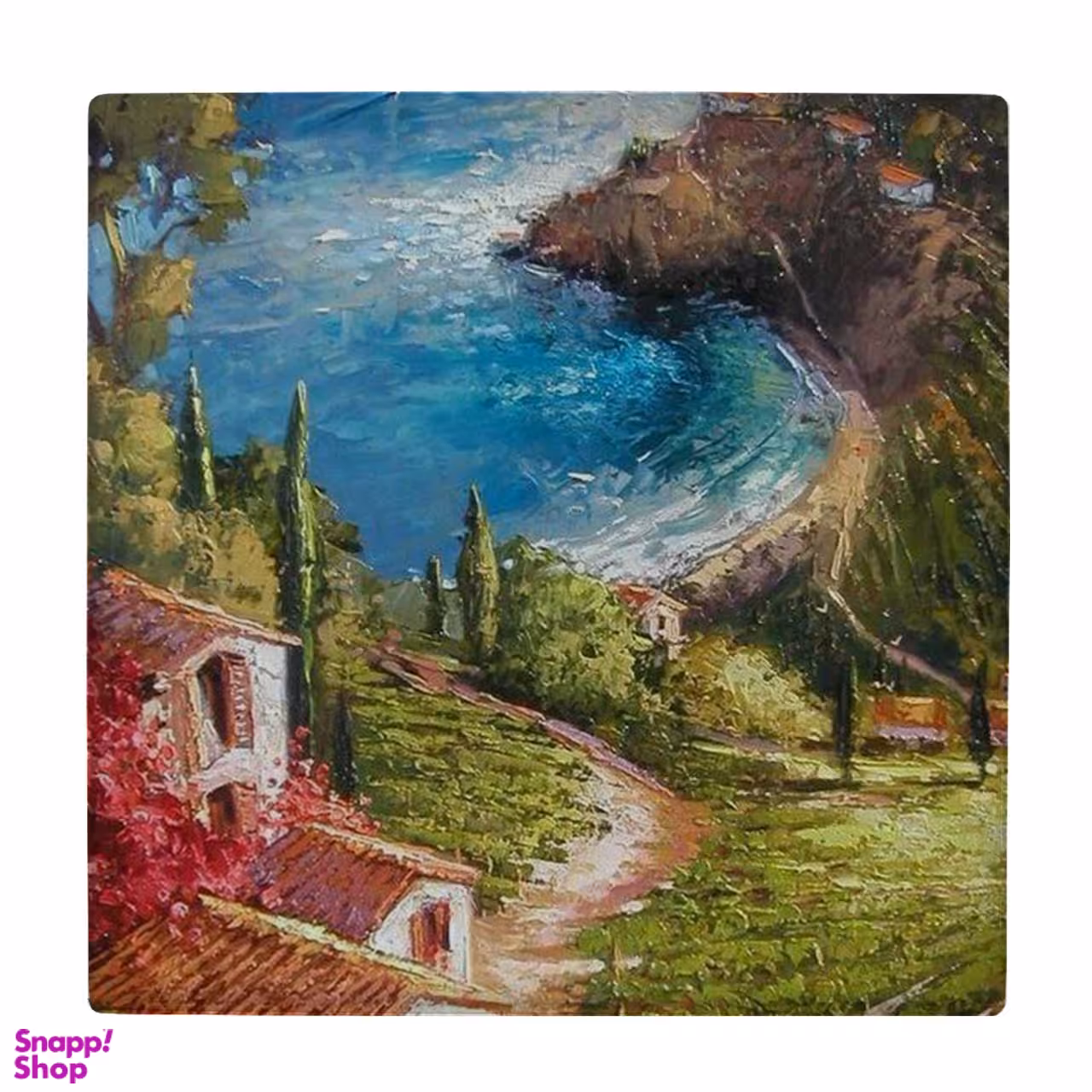 زیر لیوانی طرح نقاشی روستا و ساحل دریا کد 3285760_773