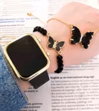 ساعت ال ای دی مشکی با دستبند و گردنبند،