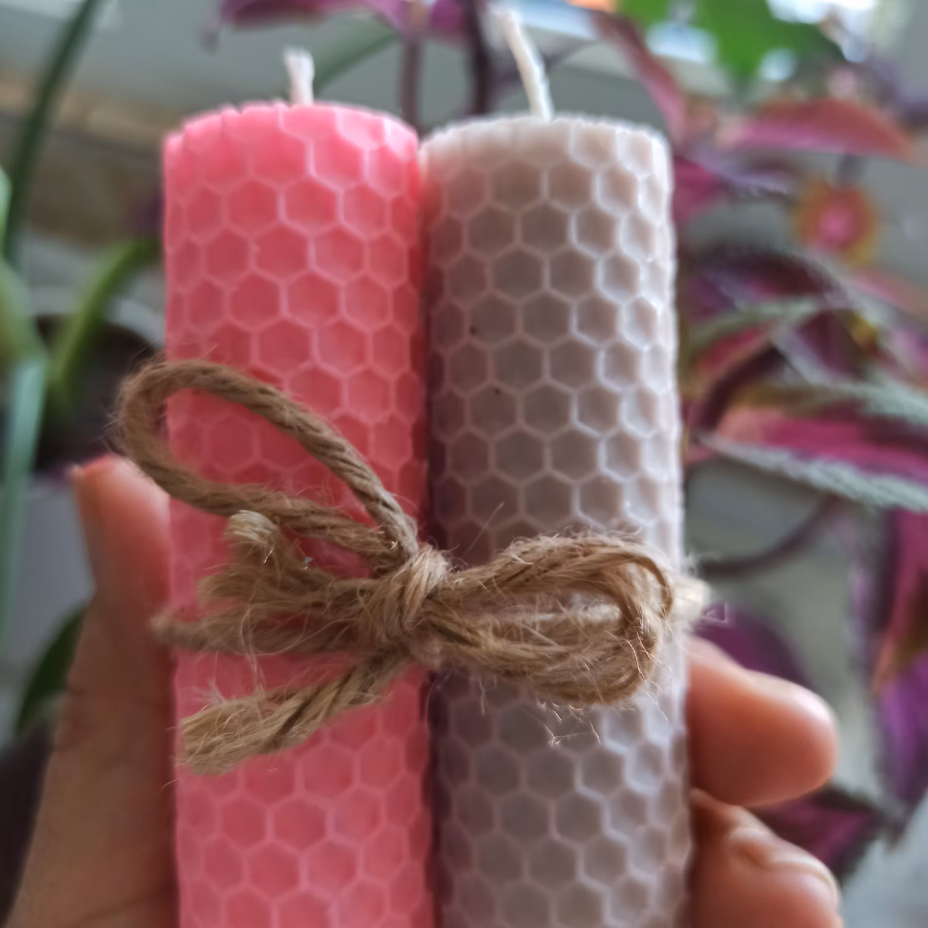 شمع موم عسل فانتزی جفتی 9 سانت 