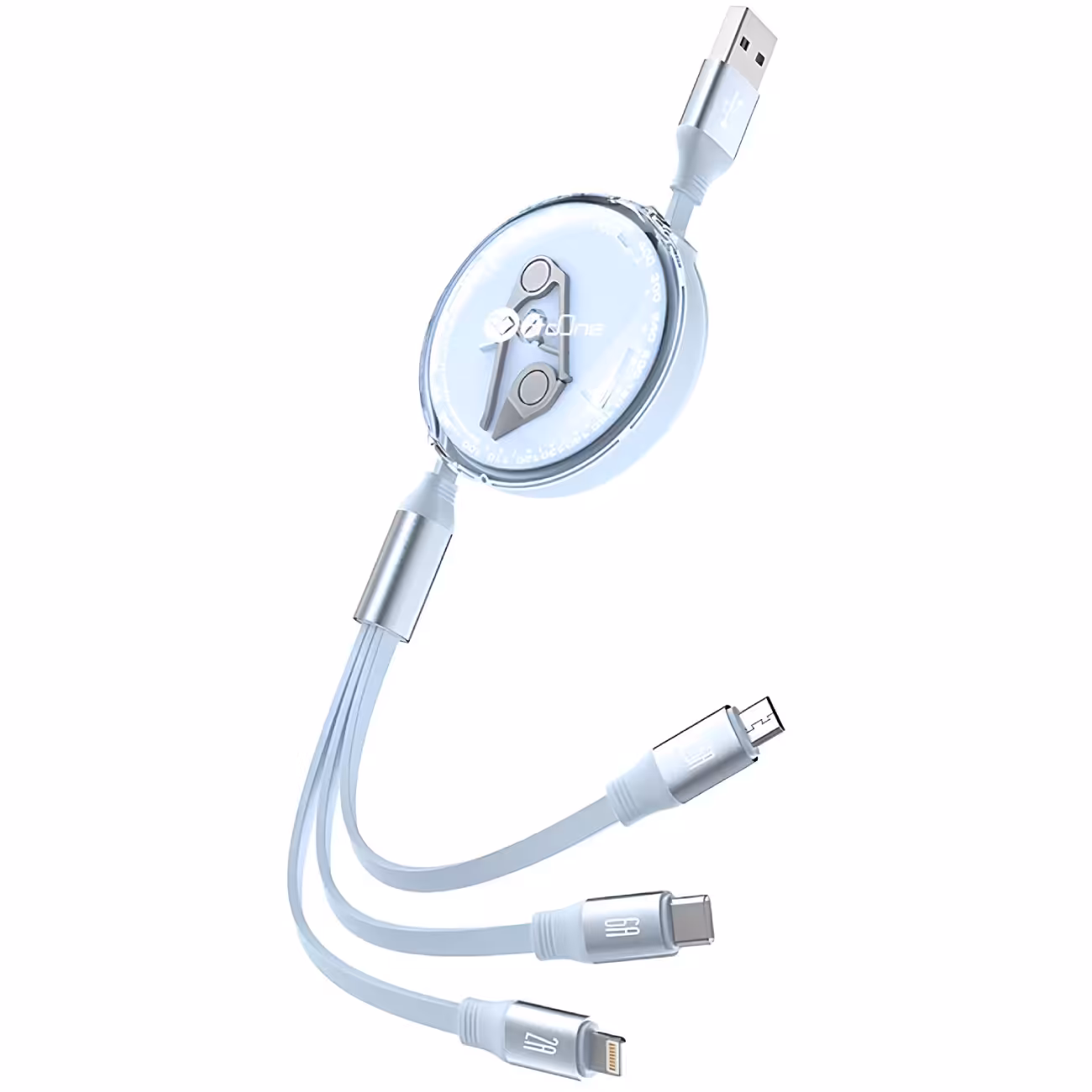 کابل شارژ چند سر جمع شونده یو اس بی به تایپ سی، لایتنینگ و میکرو 2.4 آمپر 110 سانتی‌متری پرووان PCC118R