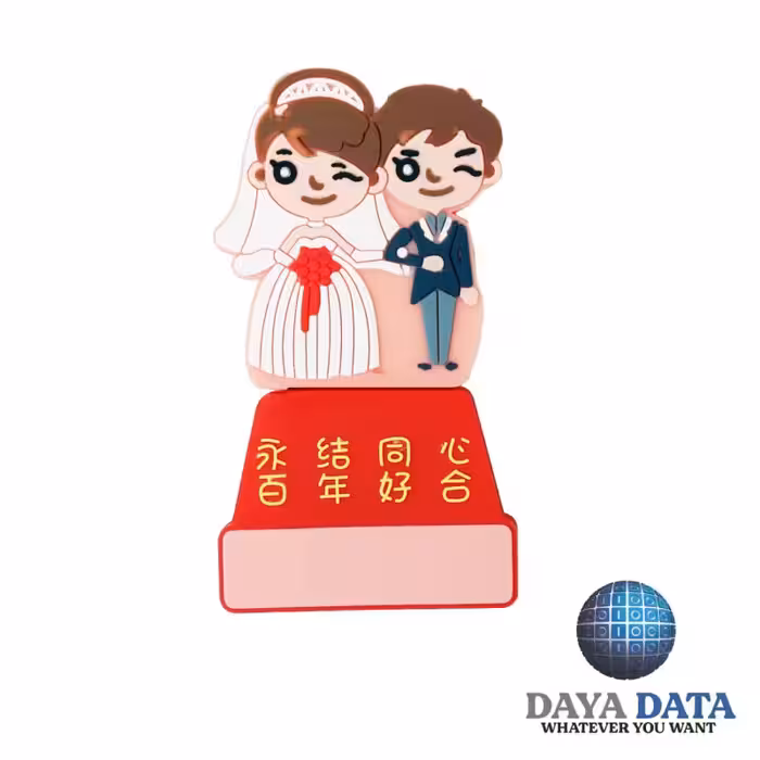 فلش مموری فانتزی دایا دیتا عروس و داماد مدلPF1008-1 ظرفیت16GB-USB2 رنگ صورتی